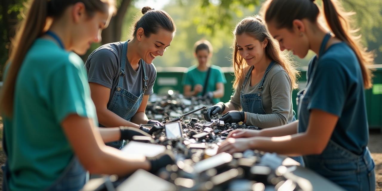 AusTech team volunteering in e-waste recycling initiative